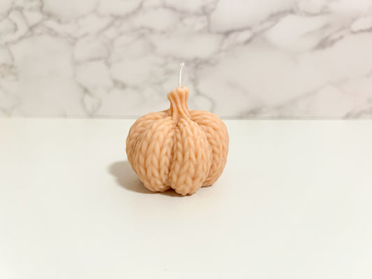 Knitted Pumpkin Candle